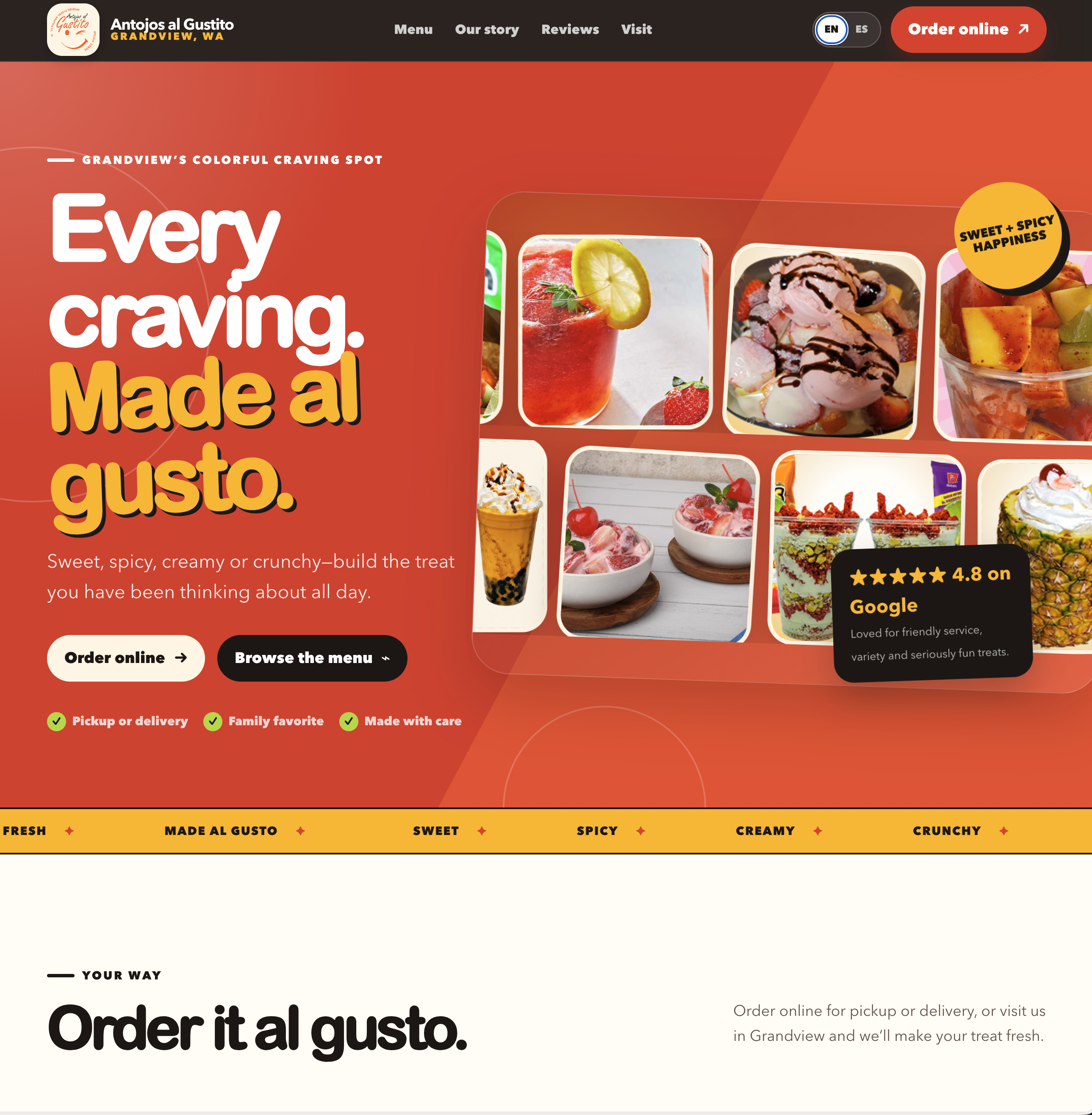 Antojos Al Gustito website, built by NDWS.