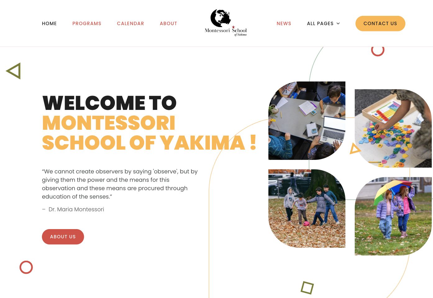Montessori School of Yakima website, built by NDWS.